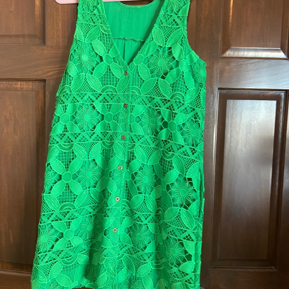 Small Anthropology sleevless green dress with pockets - Picture 2 of 4